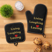 Leven, lachen, liefhebben ovenwant & pannenlap set (Top down)