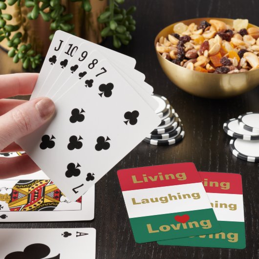 Leven, lachen, liefhebben pokerkaarten (Insitu)