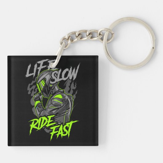 LEVEN LANGZAAM RIJDEN SNELLE LEVENSSTIJL SLEUTELHANGER (Achterkant)