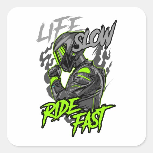 LEVEN LANGZAAM RIJDEN SNELLE LEVENSSTIJL VIERKANTE STICKER (Voorkant)