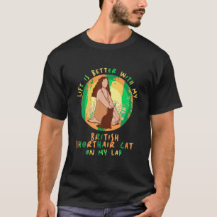 Leven Lap Vader Moeder Brits Korthaar Kat Moeder D T-shirt