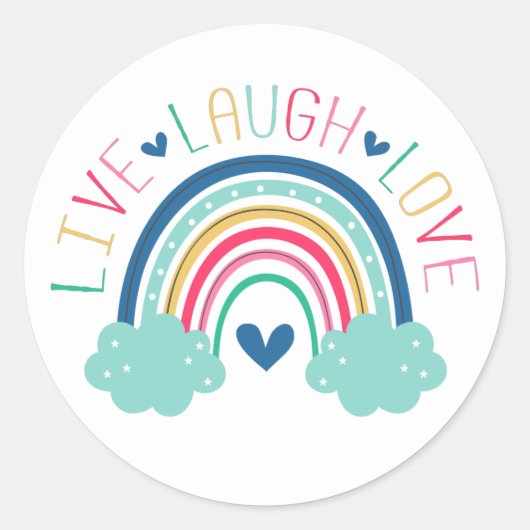 LEVEN LAUGH LOVE regenboog Ronde Sticker (Voorkant)