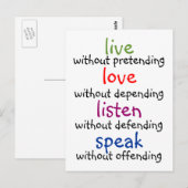 leven, liefde, luisteren, spreken briefkaart (Voorkant / Achterkant)
