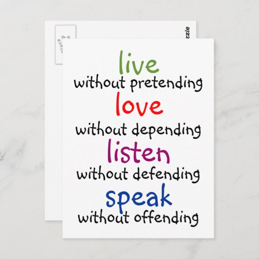 leven, liefde, luisteren, spreken briefkaart (Voorkant / Achterkant)