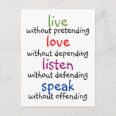 leven, liefde, luisteren, spreken briefkaart (Voorkant)