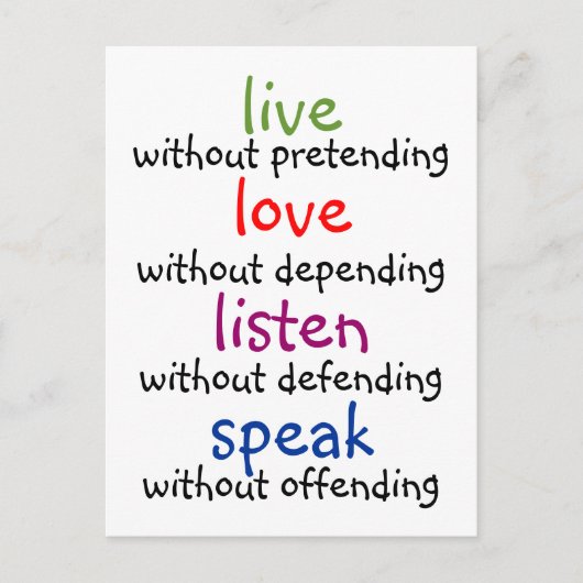 leven, liefde, luisteren, spreken briefkaart (Voorkant)