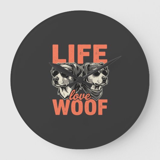 Leven Liefde Woef Hond Liefhebber Grote Klok (Voorkant)