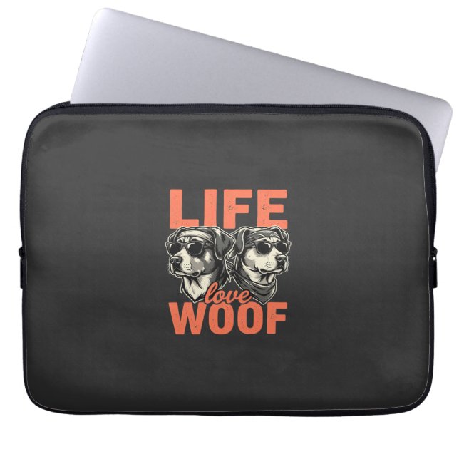 Leven Liefde Woef Hond Liefhebber Laptop Sleeve (Voorkant)