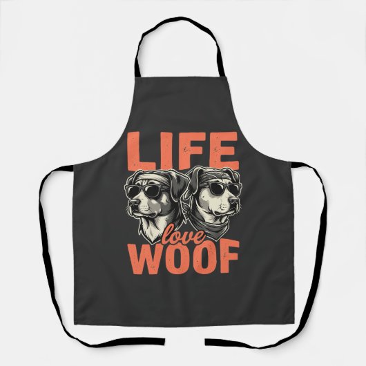 Leven Liefde Woef Hond Liefhebber Schort (Voorkant)