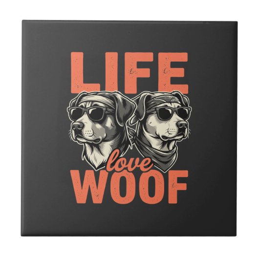 Leven Liefde Woef Hond Liefhebber Tegeltje (Voorkant)