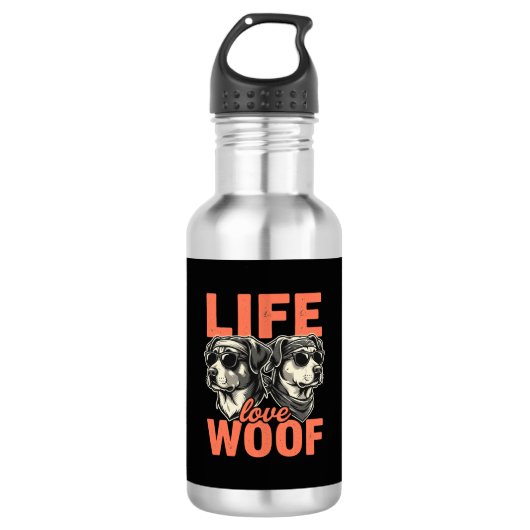 Leven Liefde Woef Hond Liefhebber Waterfles (Voorkant)
