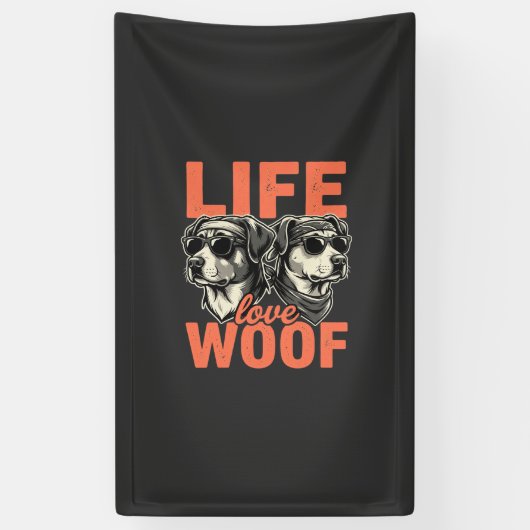 Leven Liefde Woof Hond Liefhebber Spandoek (Verticaal)