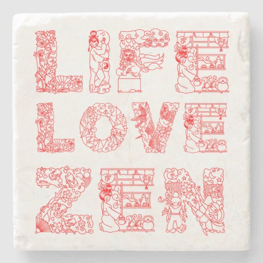 Leven, liefde, Zen Stenen Onderzetter (Voorkant)