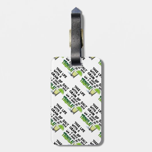 Leven, Limoen, zout, TEQUILA! Cocktail Humor Bagagelabel (Achterkant verticaal)