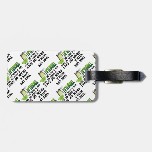 Leven, Limoen, zout, TEQUILA! Cocktail Humor Bagagelabel (Achterkant horizontaal)