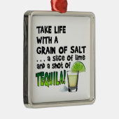 Leven, Limoen, zout, TEQUILA! Cocktail Humor Metalen Ornament (Rechts)