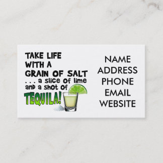 Leven, Limoen, zout, TEQUILA! Cocktail Humor Visitekaartje