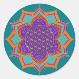 Leven - LOTUS ornamenten goud I Ronde Sticker