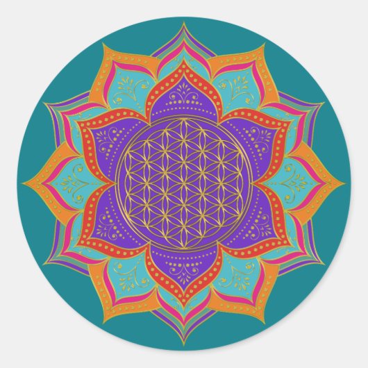 Leven - LOTUS ornamenten goud I Ronde Sticker (Voorkant)