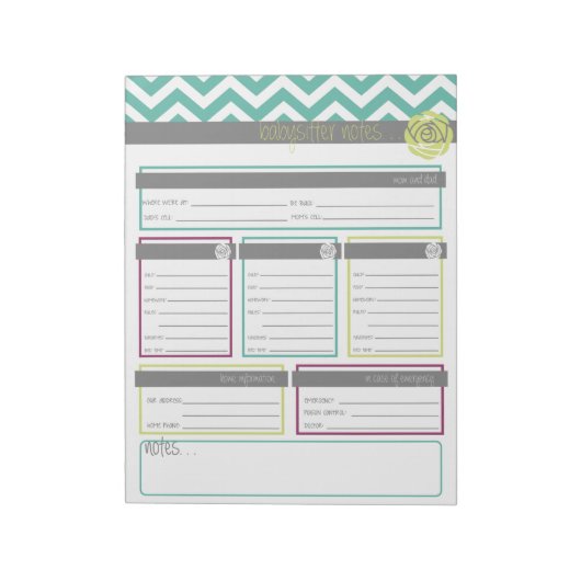 Leven. Meer georganiseerd. Babysitter Notes Notiti Notitieblok (Linkerzijde)