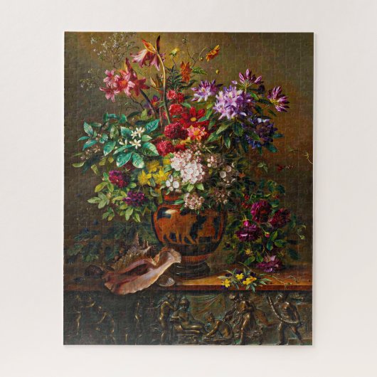 Leven met bloemen in de Griekse Vase Van Os 1817 Legpuzzel (Verticaal)