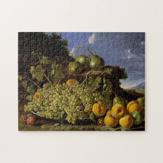 Leven met Bord van druiven, perziken, peren Legpuzzel (Horizontaal)