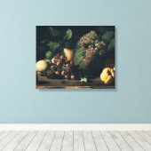 Leven met druiven en Pomegranaat Canvas Afdruk (Insitu (Houten vloer))