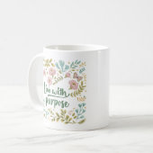 "Leven met een doel" Boho Neutral Wildflowers Koffiemok (Voorkant links)