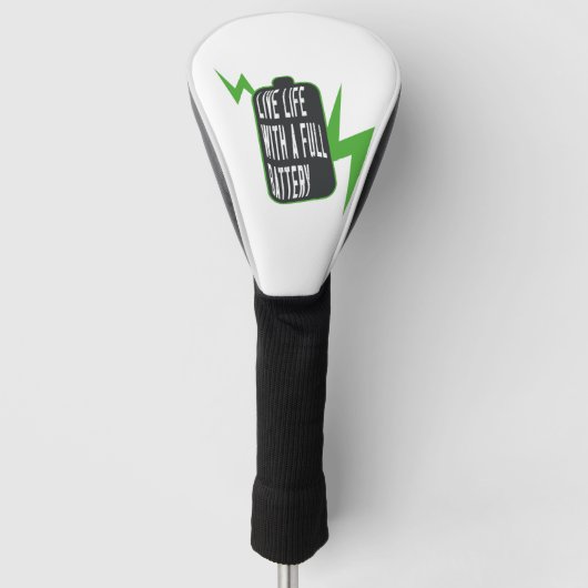 Leven met een Volle Batterij Golfheadcover (Voorkant)