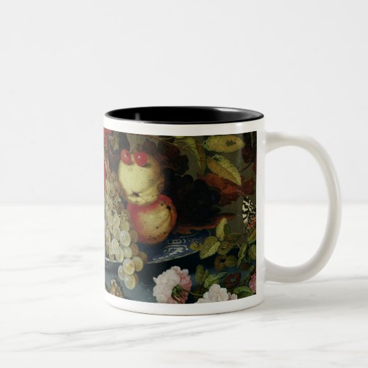 Leven met fruit, bloemen en zeevoedsel tweekleurige koffiemok (Rechts)