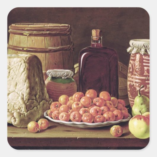 Leven met fruit en kaas vierkante sticker (Voorkant)
