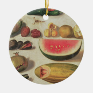 Leven met fruit en snoep keramisch ornament
