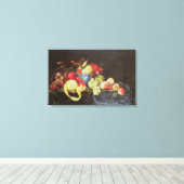 Leven met fruit in Delft Bowl, inclusief een P Canvas Afdruk (Insitu (Houten vloer))