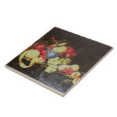 Leven met fruit in Delft Bowl, inclusief een P Tegeltje (Zijkant)