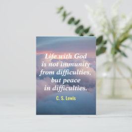 Leven met God Quote Ansichtkaart Briefkaart