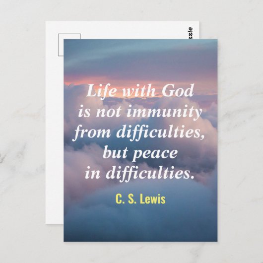 Leven met God Quote Ansichtkaart Briefkaart (Voorkant / Achterkant)