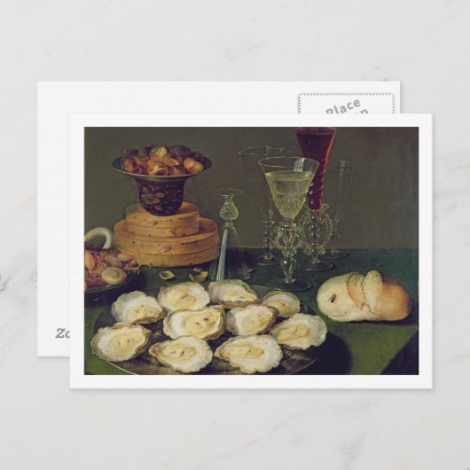 Leven met oesters en bril (olie op het paneel) briefkaart (Voorkant / Achterkant)