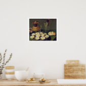 Leven met oesters en bril (olie op het paneel) poster (Keuken)