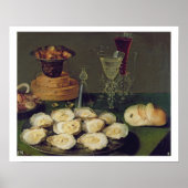 Leven met oesters en bril (olie op het paneel) poster (Voorkant)
