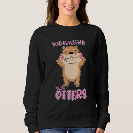Leven Met Otters Schattige Wilde Zee Otters Trui (Voorkant)