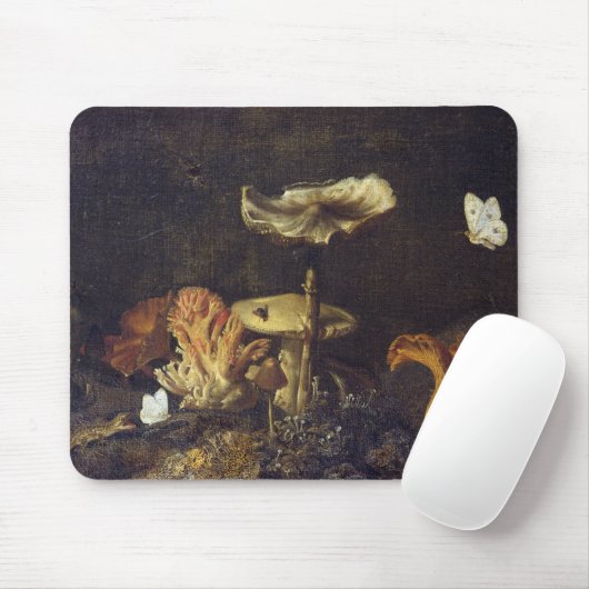 Leven met paddenstoelen en botervliegen muismat (Met muis)