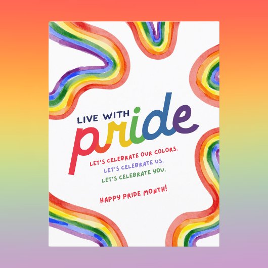 Leven met Pride Rainbow Waterverf Briefkaart