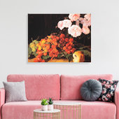 Leven met Rozen, aardbeien en brood Canvas Afdruk (Insitu (Woonkamer))