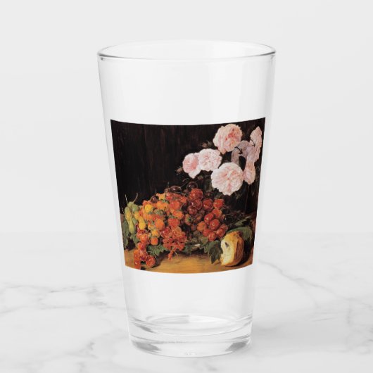 Leven met Rozen, aardbeien en brood Glas (Voorkant)