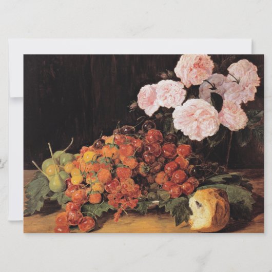 Leven met Rozen, aardbeien en brood Kaart (Voorkant)