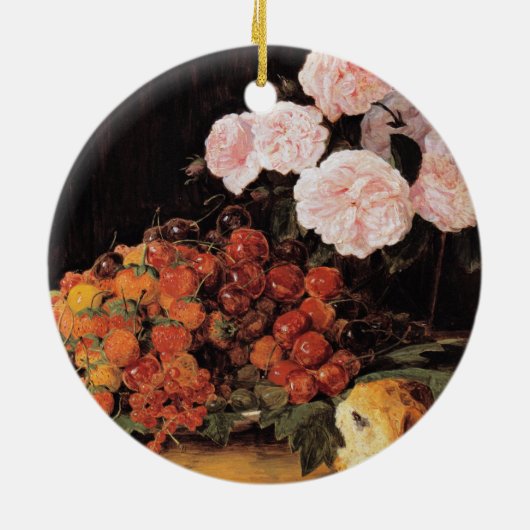 Leven met Rozen, aardbeien en brood Keramisch Ornament (Achterkant)