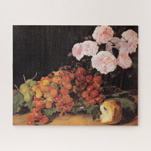 Leven met Rozen, aardbeien en brood Legpuzzel (Horizontaal)
