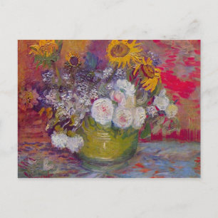 Leven met rozen en zonnebloemen door Van Gogh Briefkaart
