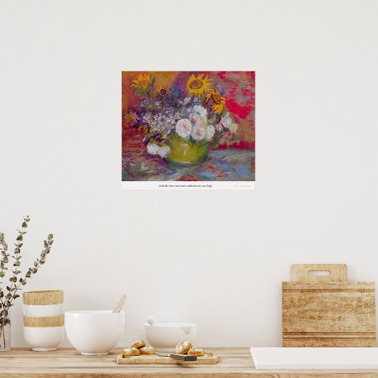 Leven met rozen en zonnebloemen door Van Gogh Poster (Keuken)