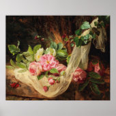 Leven met Rozen op een bosgrond Poster (Voorkant)